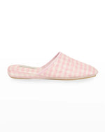 Load image into Gallery viewer, Sari Pink Quilted Gingham Silk Slipper
