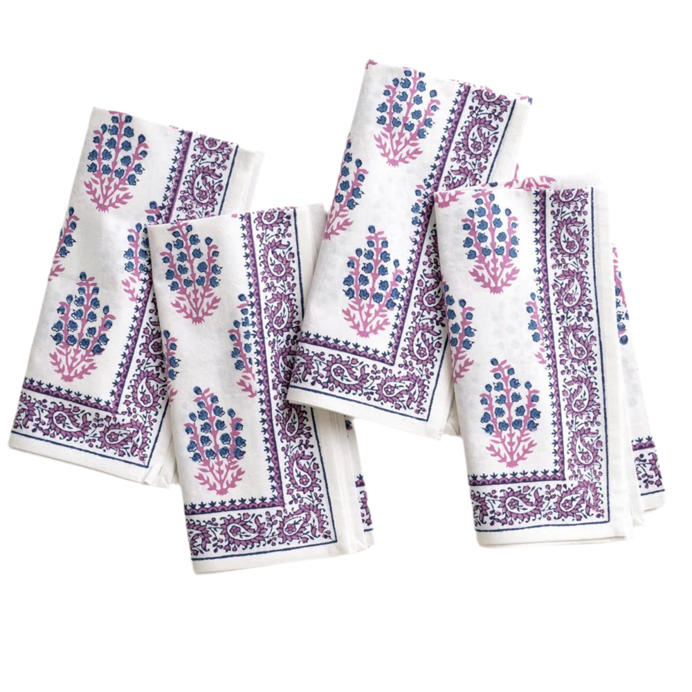 Sagar Blue & Magenta Napkin, S/4