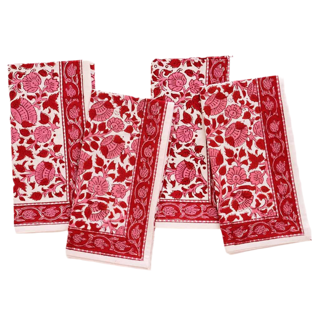 Crimson Blossom Napkin, Set of 4