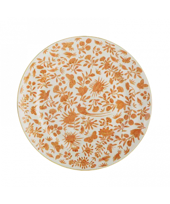 Sacred Bird and Butterfly Dessert Plate, Orange
