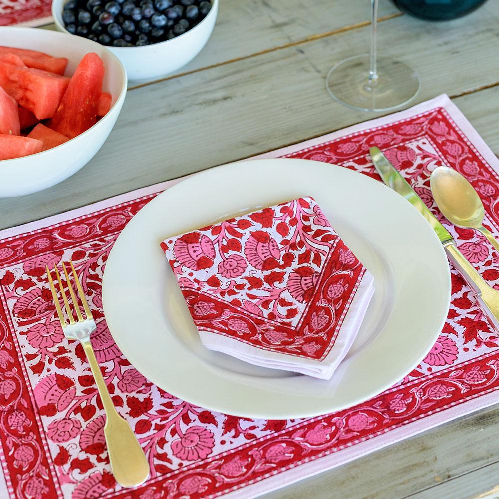 Crimson Blossom Napkin, Set of 4