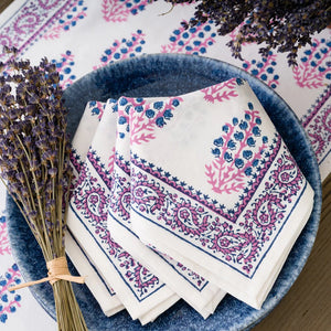 Sagar Blue & Magenta Napkin, S/4