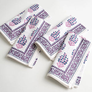 Sagar Blue & Magenta Napkin, S/4