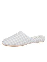 Load image into Gallery viewer, Sari Light Blue Quilted Gingham Silk Slipper

