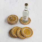 Load image into Gallery viewer, Orange Round Woven Seagrass Coaster Set of 4
