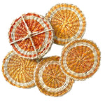 Load image into Gallery viewer, Orange Round Woven Seagrass Coaster Set of 4
