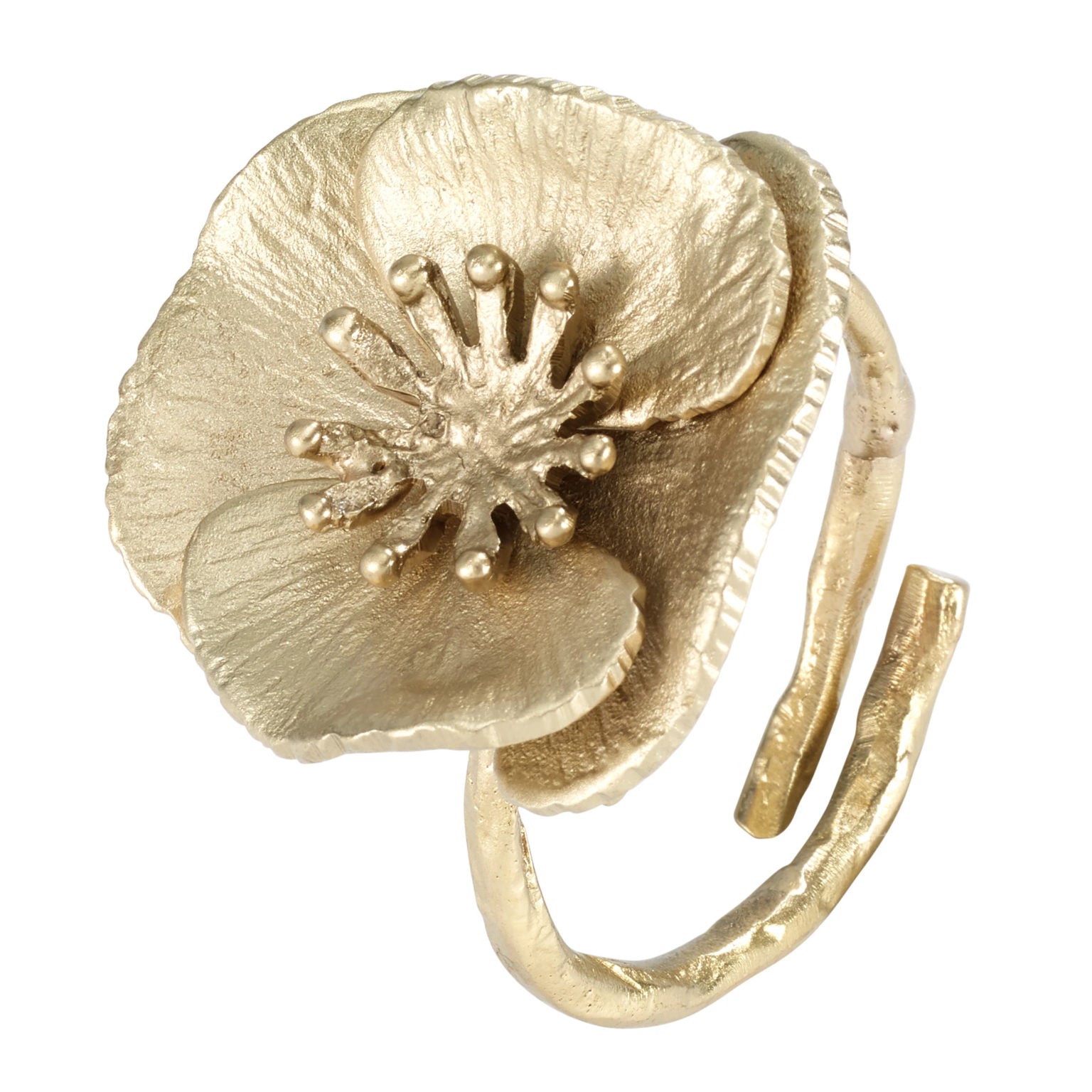 Poppy Flower Gold Napkin Ring
