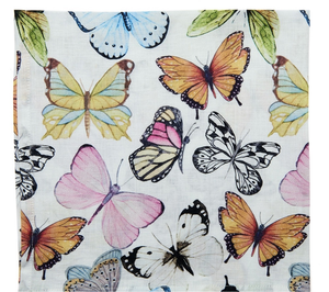 Pastel Butterflies Printed Dinner Napkins, Set of 4