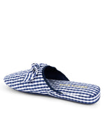 Load image into Gallery viewer, Sari Blue Quilted Gingham Silk Slipper
