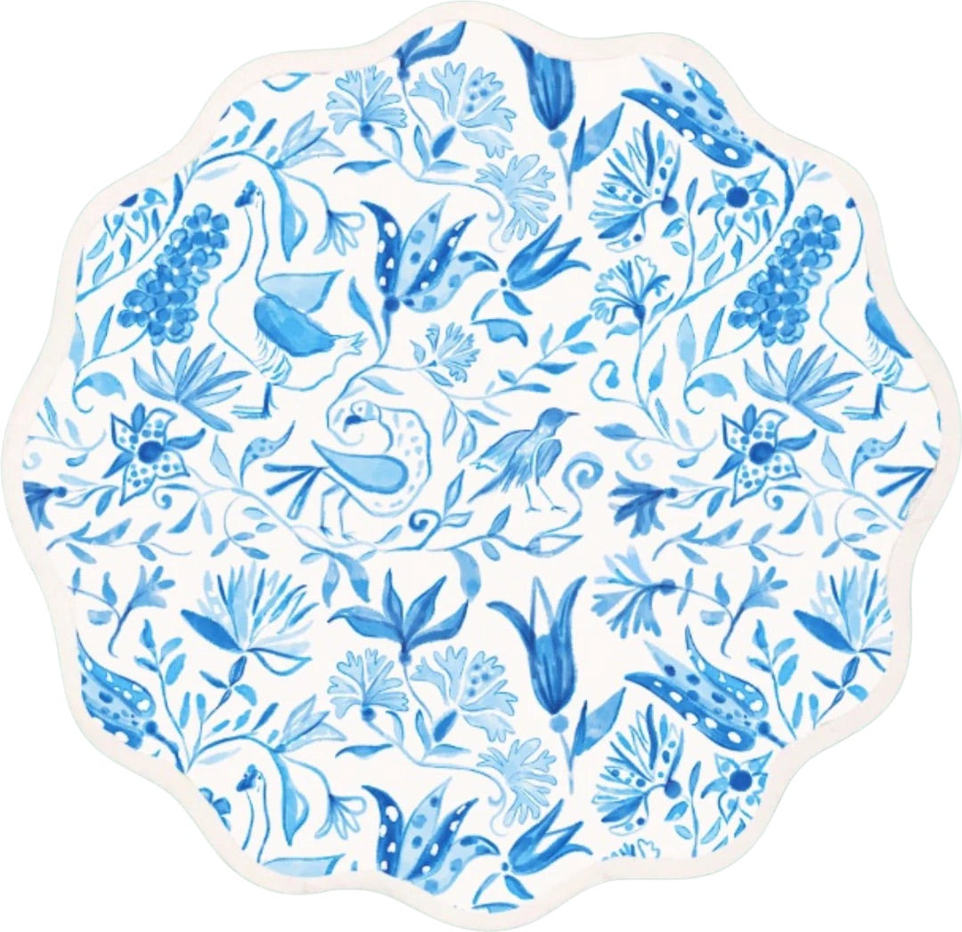 Round Scalloped Placemat, Birds of Paradise, Set of 4